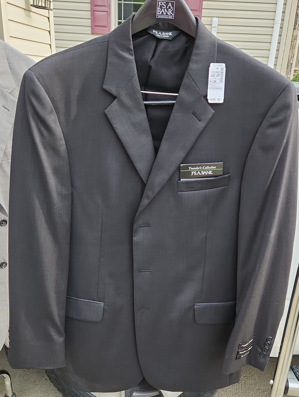 Jos. A. Bank Men's Charcoal Single-Breasted Sport Coat 100% Wool 44 Long